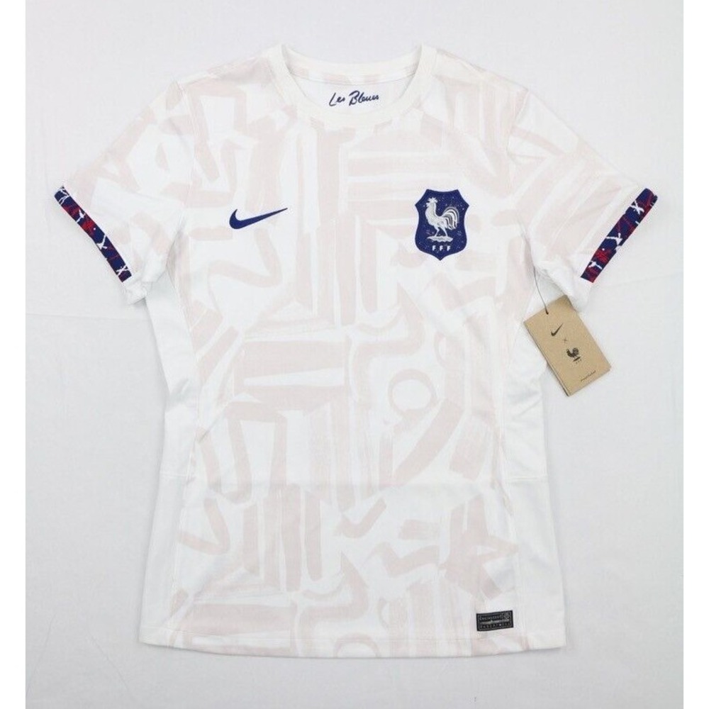 Nike Women's France FFF Stadium Away Soccer Jersey M White Multi Embroidered 95$